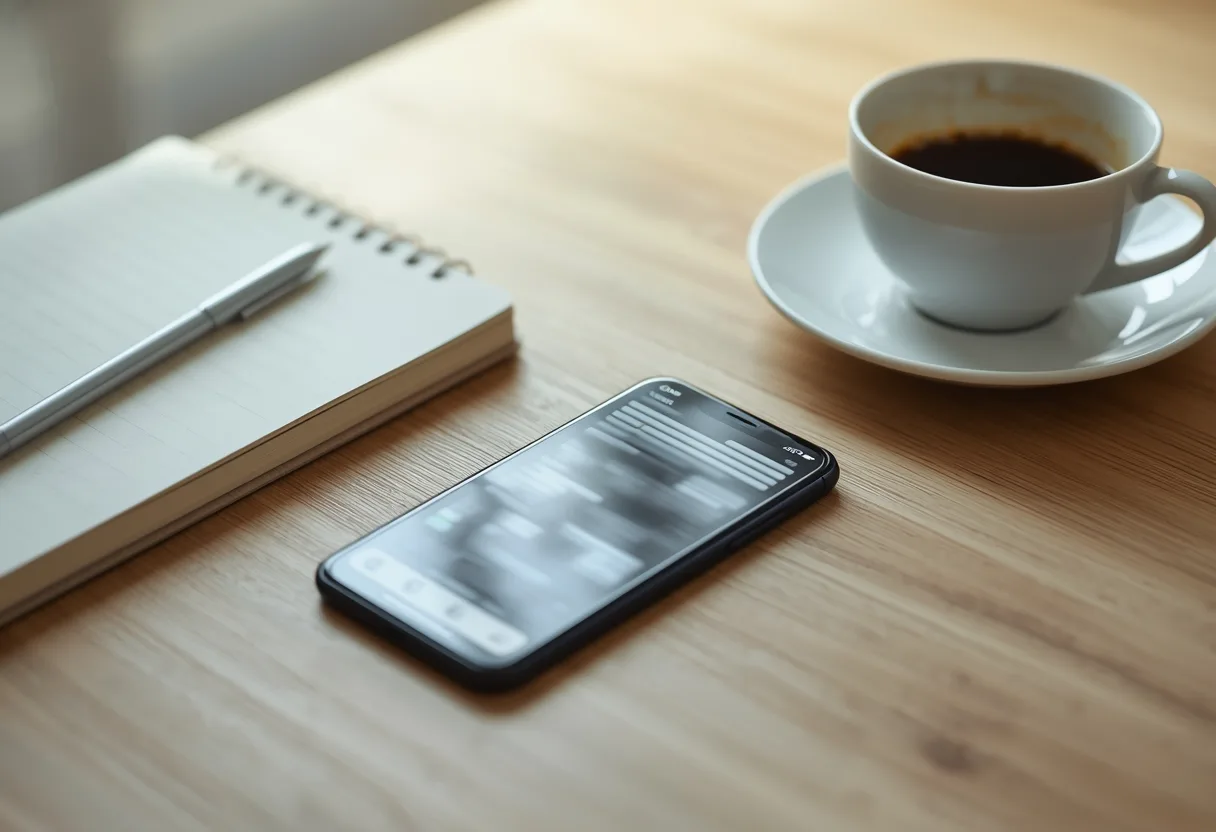 Smartphone met een binnenkomend klantbericht op een bureau